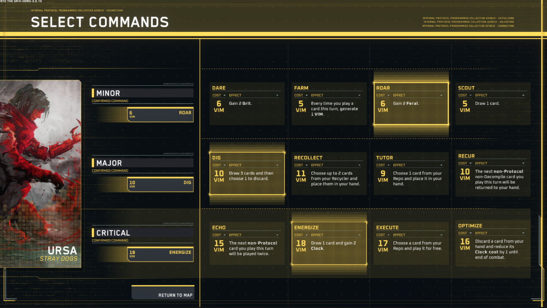 Into The Grid Command Menu